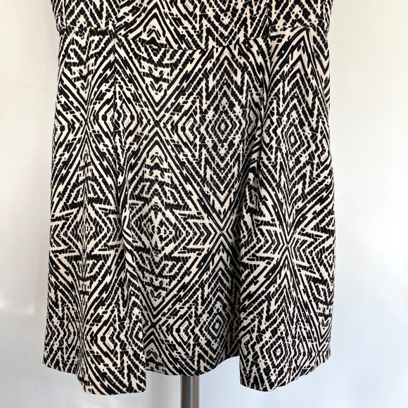 Sz 14- Anthro Maeve Abstract Geometric Black White Fit & Flare Sleeveless Dress - Picture 5 of 16